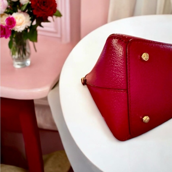 Kate Spade Red Plum Bow Kirk Park Medium Maize Dome Satchel - Picture 7 of 13